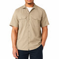Chemise homme M en tissu beige à manches courtes style utilitaire