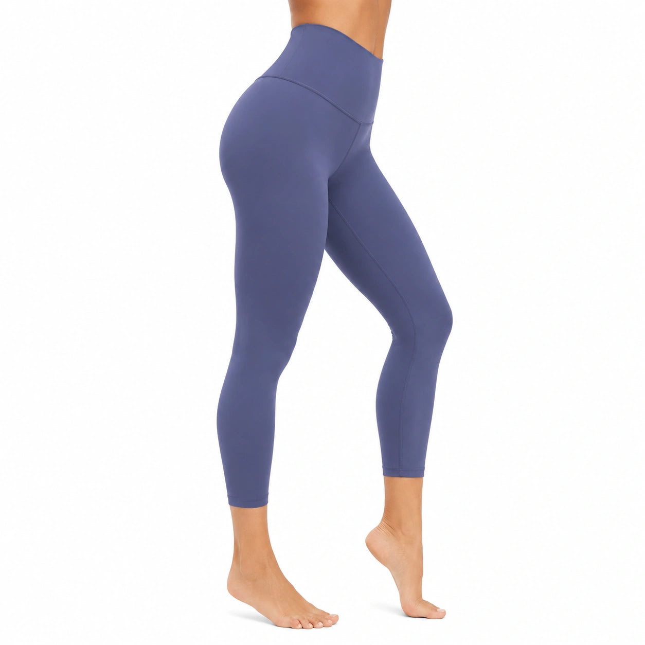 Legging de sport S bleu taille haute en tissu extensible ajusté