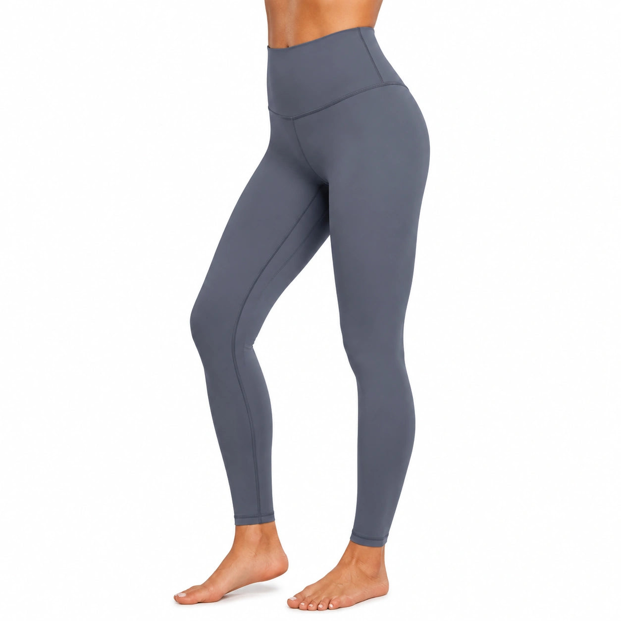 Legging femme taille M en tissu extensible gris ardoise à taille haute pour sport