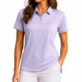 Polo femme taille M en tissu synthétique lilas à manches courtes style décontracté