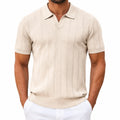 Polo homme M en maille beige à manches courtes style texturé