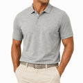 Polo homme taille M gris à manches courtes col boutonné style décontracté