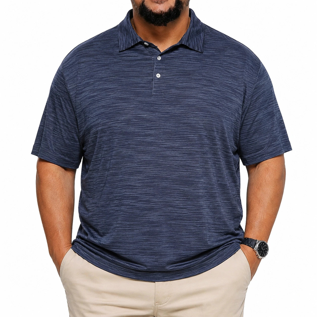 Polo homme taille L bleu marine manches courtes col classique coupe décontractée