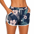 Short de bain femme M en tissu synthétique bleu marine à motif floral avec cordon de serrage