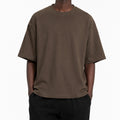T-shirt homme L en jersey marron coupe ample à col rond